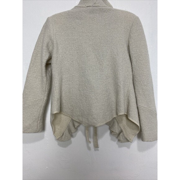 Revue Blazer Jacket Size M Beige Metallic 100% Wool Bow Tie Ruffle Long Sleeves - Picture 7 of 14